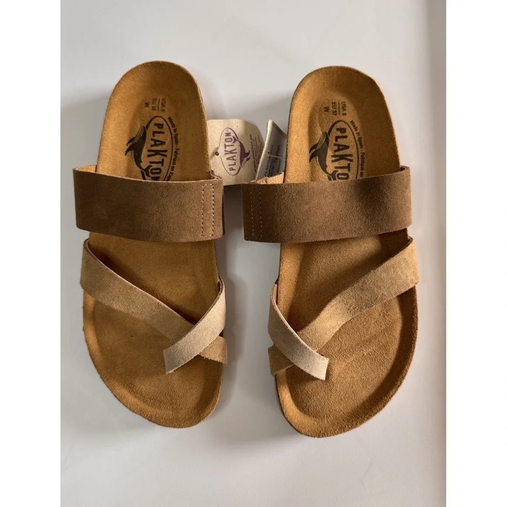 New Plankton AFELPADO Sandals Size 37 / 6.5 USA Beige / Tan 2025 Blair Leather